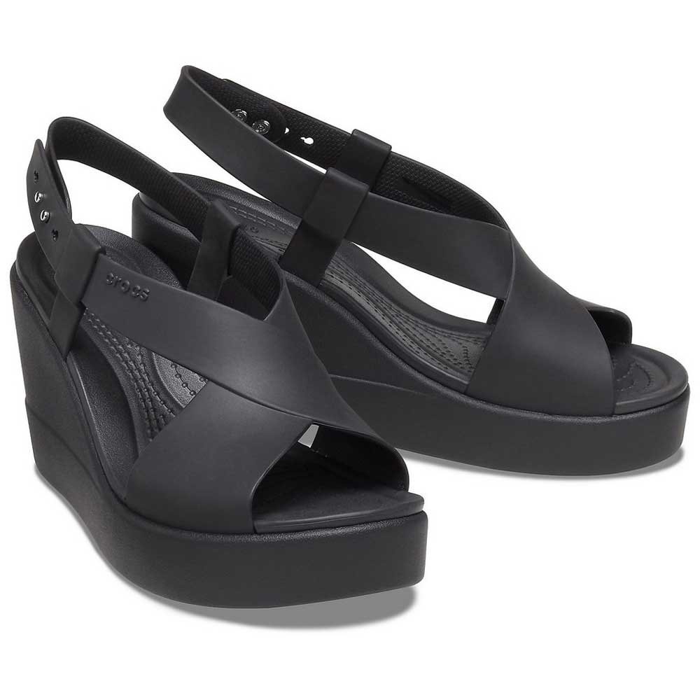 : GIÀY SANDAL NỮ ĐẾ XUỒNG BROOKLYN MÀU ĐEN 7 PHÂN QUAI CHÉO