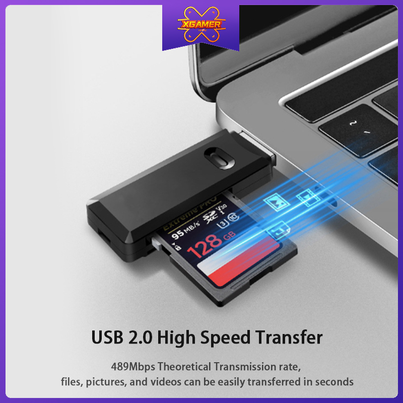 Đầu đọc thẻ nhớ USB 2.0 3.0 mini bằng nhựa ABS đa năng 2 trong 1 hỗ trợ thẻ TF SD cho máy tính / xe hơi