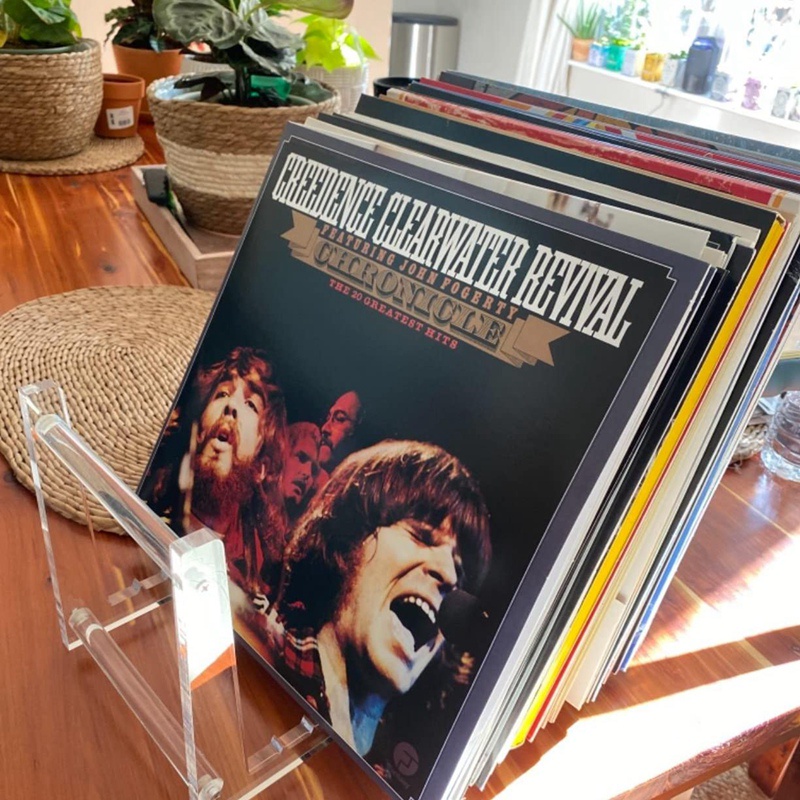 Giá Đỡ Đĩa Vinyl Trong Suốt Trưng Bày 50 LPs Để Bàn
