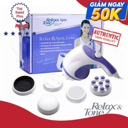 ✔️ Máy Massage Cầm Tay Relax & Spin Tone 5 Đầu Đánh Tan Mỡ Bụng Cao Cấp, Kiểu Dáng Đẹp, Tiện Dụng [Bảo Hành 1 Đổi 1]