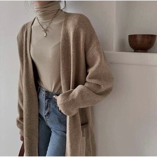 Áo khoác len bông thỏ dáng dài