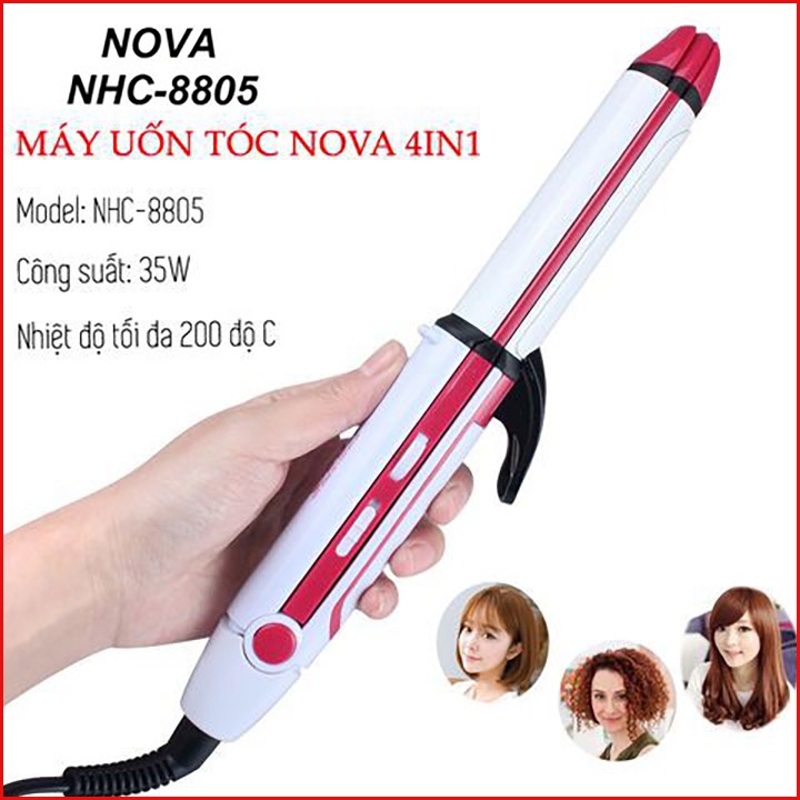 Máy làm tóc dập xù NOVA 8805 tạo kiểu uốn tóc, duỗi, sấy phồng, dập xù đa năng 4 in 1