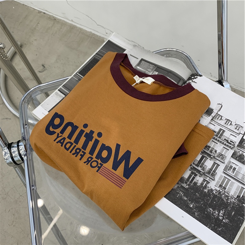 Áo Thun Tay Ngắn Cổ Thuyền In Chữ Thời Trang Hè Cá Tính Cho Nữ