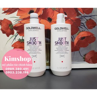 CHÍNH HÃNG GỘI + XẢ GOLDWELL SUÔN MƯỢT JUST SMOOTH 1000ML