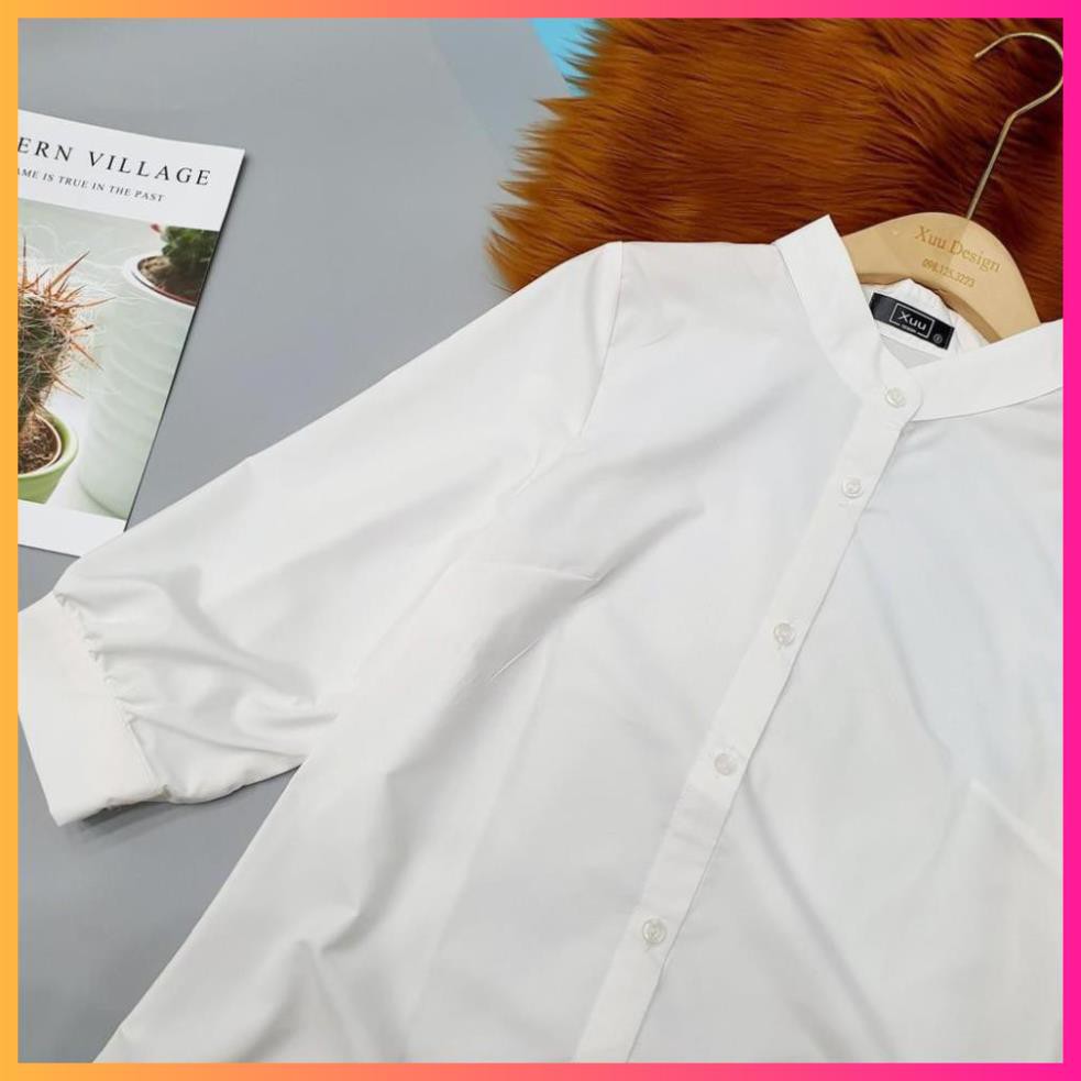 Áo Sơ Mi Nữ Trắng tay bồng cổ tàu ,Sơ mi kiểu MoomMy Hàng Cao Cấp | BigBuy360 - bigbuy360.vn