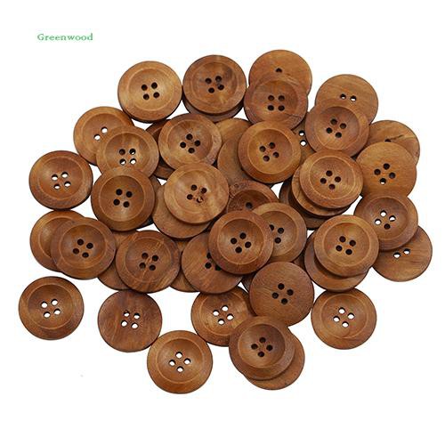 50 nút gỗ tròn 25mm 4 lỗ tự khâu trang trí sách kỉ niệm