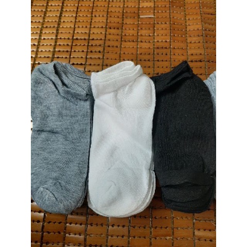 TẤT COTTON CỔ NGẮN NỮ TRƠN NỮ 3 MÀU TRẮNG ĐEN XÁM