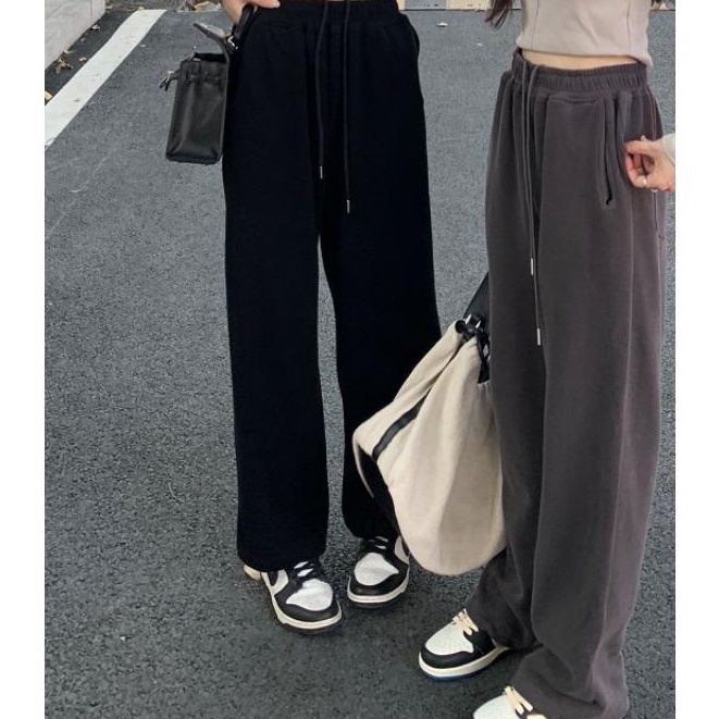 Welove1 Quần thể thao ống rộng lưng cao phong cách Hàn Quốc dành cho nữ