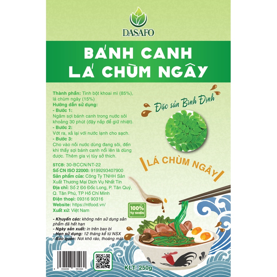 Bánh canh rau củ Lá chùm ngây DASAFO 250gr /200gr Tự nhiên, Healthy, Thực dưỡng, Eat clean - Nhất Tín Food