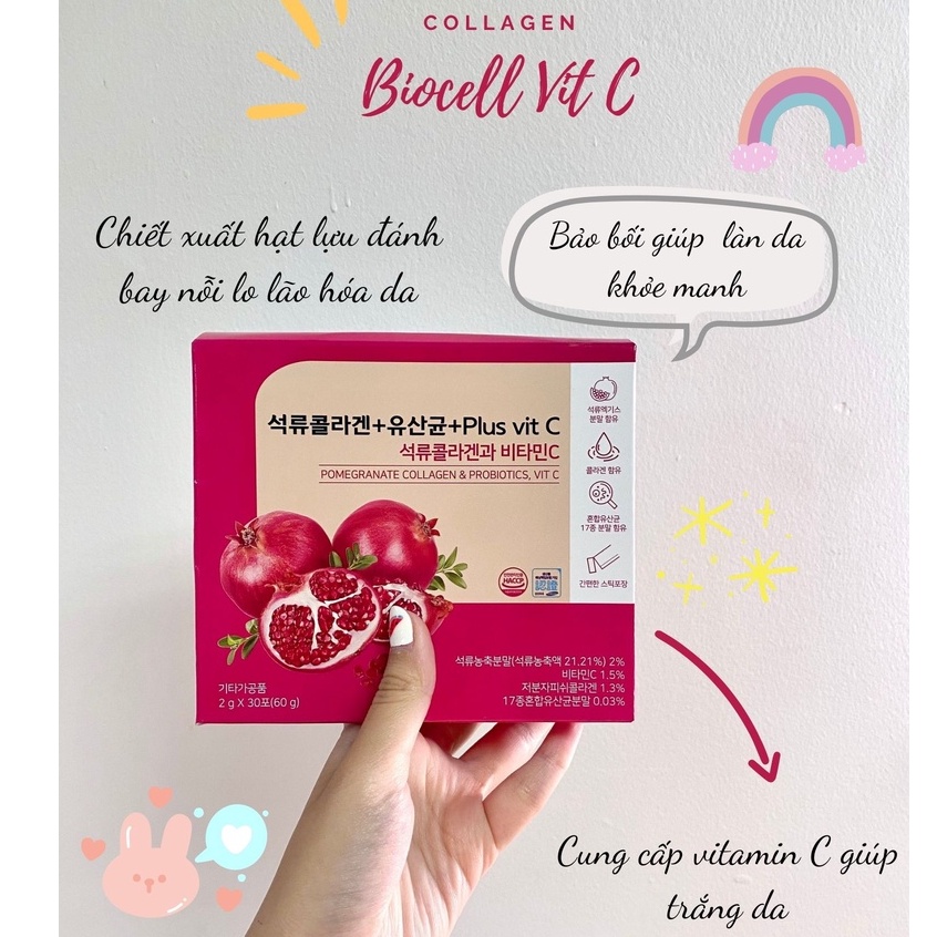 Bột Collagen Uống Lựu Đỏ Bổ Sung VitC Hàn Quốc