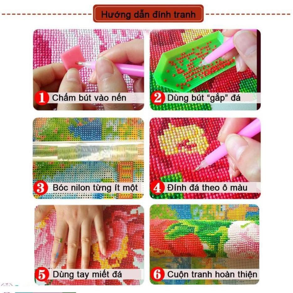 Tranh Đính Đá QUAN ÂM BỒ TÁT (ĐÁ ABC CAO CẤP). Kích Thước: 70cm x 50cm