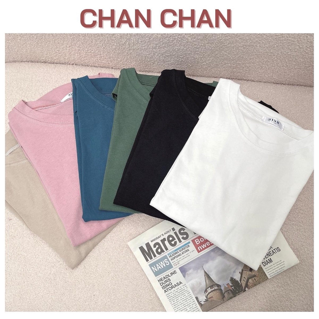 Áo phông 3158 trơn nam nữ, áo thun trơn tay lỡ oversize form rộng cotton khô