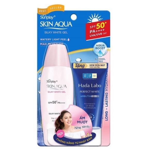 Kem chống nắng, dưỡng da trắng mịn SUNPLAY SKIN AQUA SILKY WHITE GEL(SPF50+,PA++++) [Mới] chuẩn