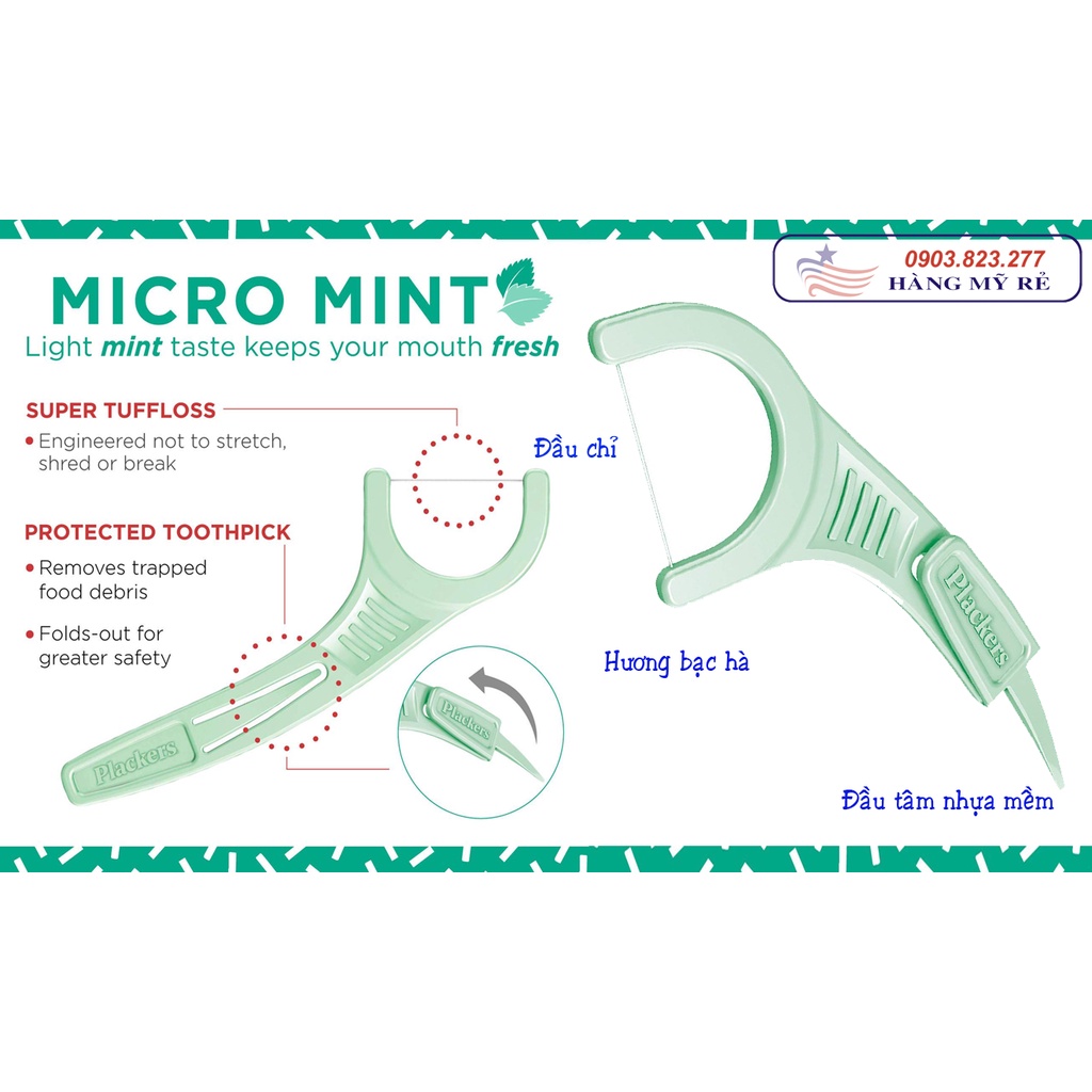 Tăm Chỉ Nha Khoa 2 Đầu Plackers (Hàng US)