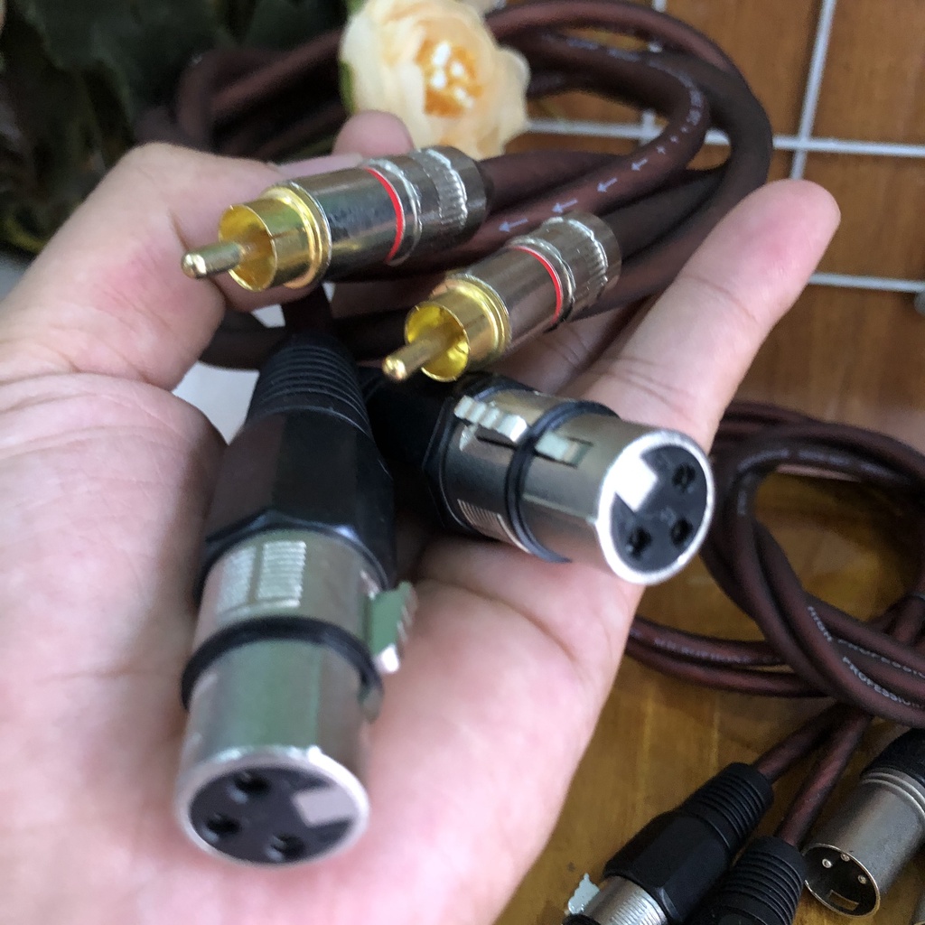 1 Cặp Dây canon cái - ra đầu bông sen, Đực ra Cái, Đực ra AV dài 1m lõi Mạ đồng, đầu cắm mạ vàng chống mài mòn