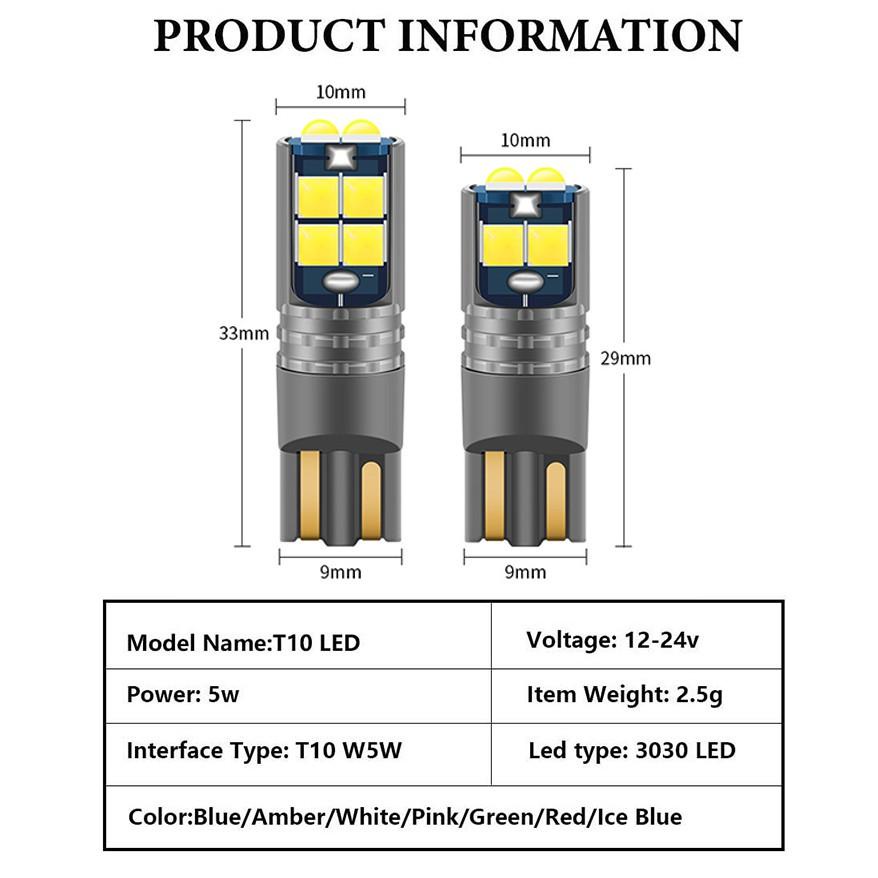 Bóng Led Demi / Xi nhan / trần, nội thất T10 chip LED Samsung 10 nhân 360 độ - loại xịn, điện 12V-24V.
