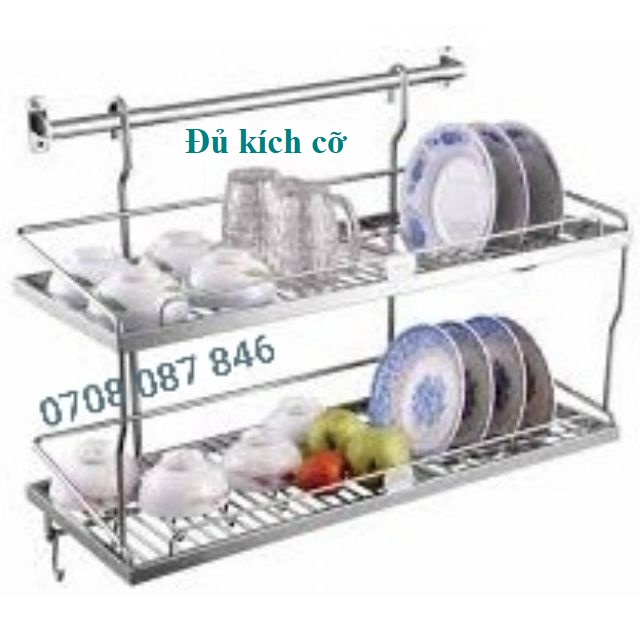 Kệ Chén 2 tầng INOX 304 (đủ size) - Kệ Đựng Để Chén Bát Treo Tường Bằng Inox 304 - Kệ úp chén inox