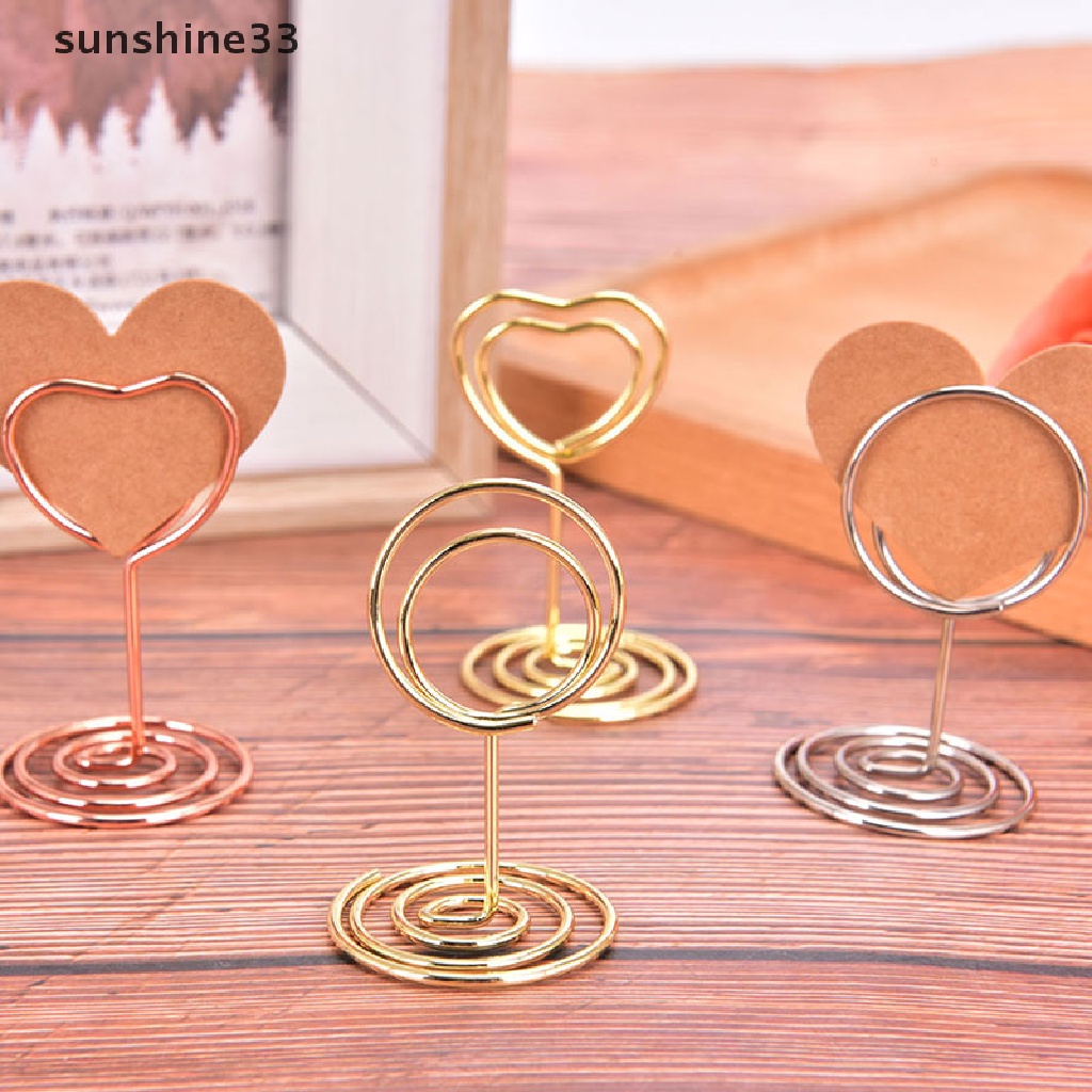 【SU】 Wedding Heart Photo Clip Table Number Stand Desktop Deco Metal Place Card Holder .