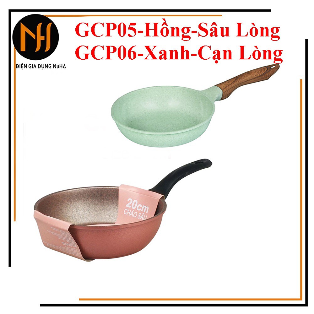 Chảo đúc chống dính 7 lớp Greencook CGP05/GCP06 màu hồng và màu xanh chọn phân loại