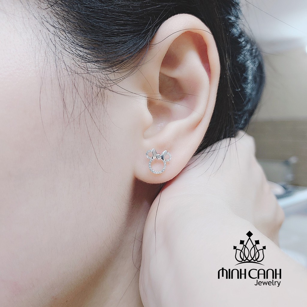 Bông Tai Bạc Chuột Mickey Có Nơ - Minh Canh Jewelry