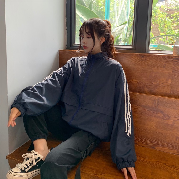 AS2_Áo khoác gió (bomber) basic 2 sọc 2 lớp ulzzang | BigBuy360 - bigbuy360.vn