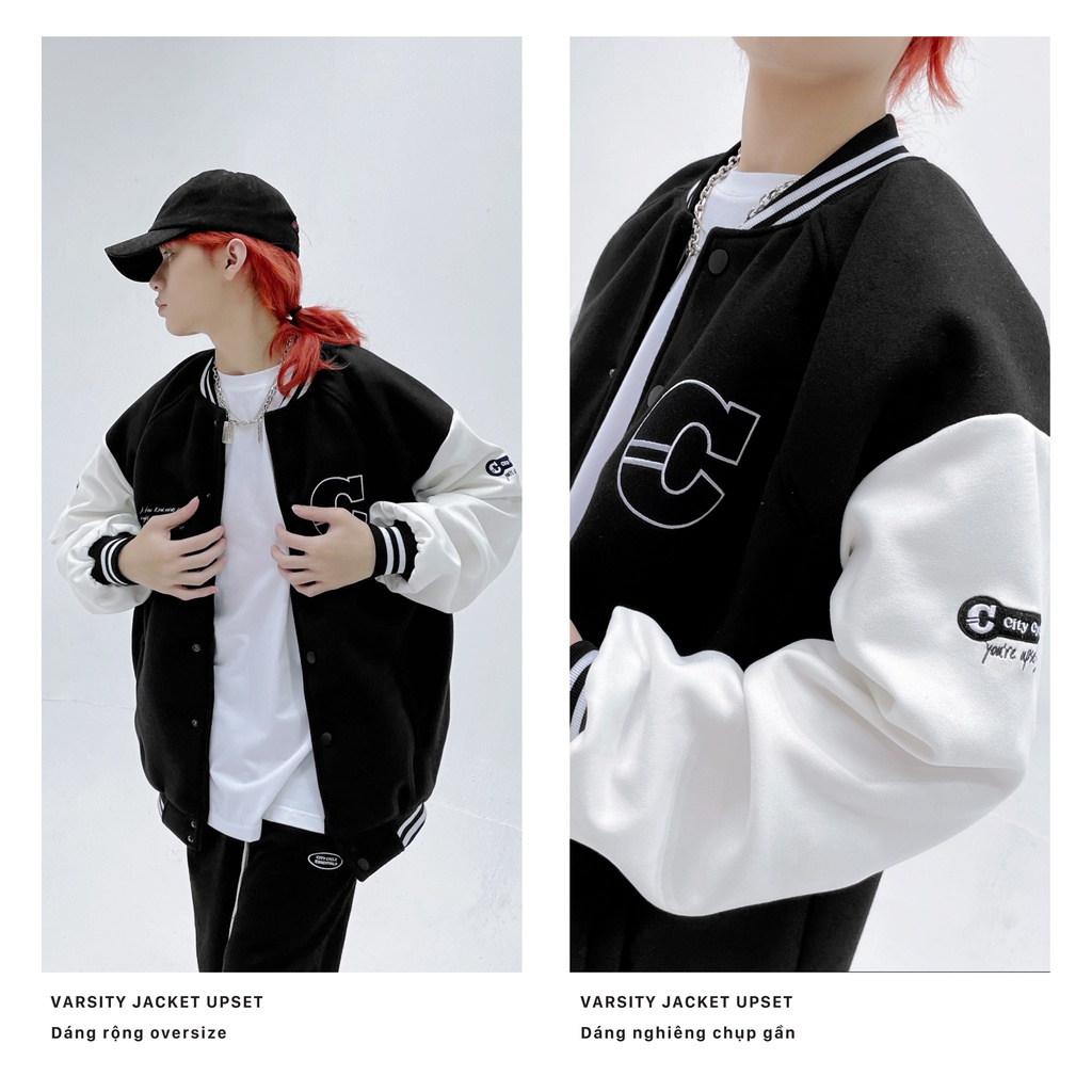 Áo khoác bomber varsity jacket Upset City Cycle - Áo khoác bóng chày unisex form rộng Local Brand