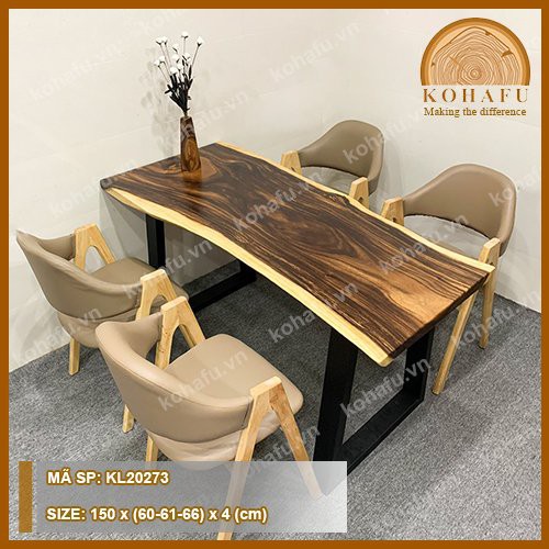 [HÀNG SALE] Mặt bàn gỗ me tây và chân sắt hôp dùng làm bàn ăn gia đình gỗ me - KL20273 | BigBuy360 - bigbuy360.vn