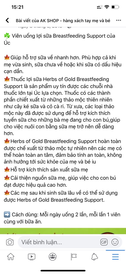 Lợi sữa Herbs of Gold Breastfeeding Supper Úc 60v