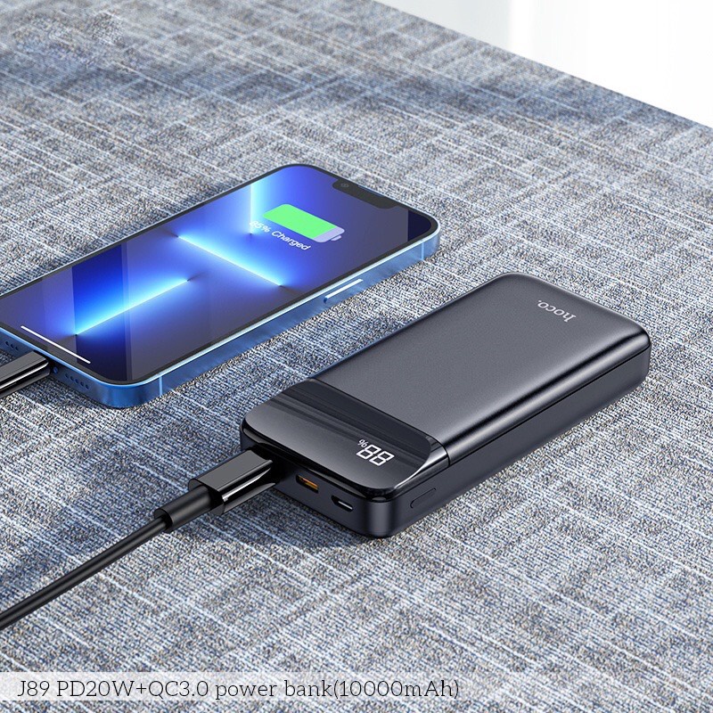 Pin sạc dự phòng Hoco J89 10000mah sạc nhanh 3A PD 20W có đèn led hiển thị phân trăm pin hàng chính hãng.