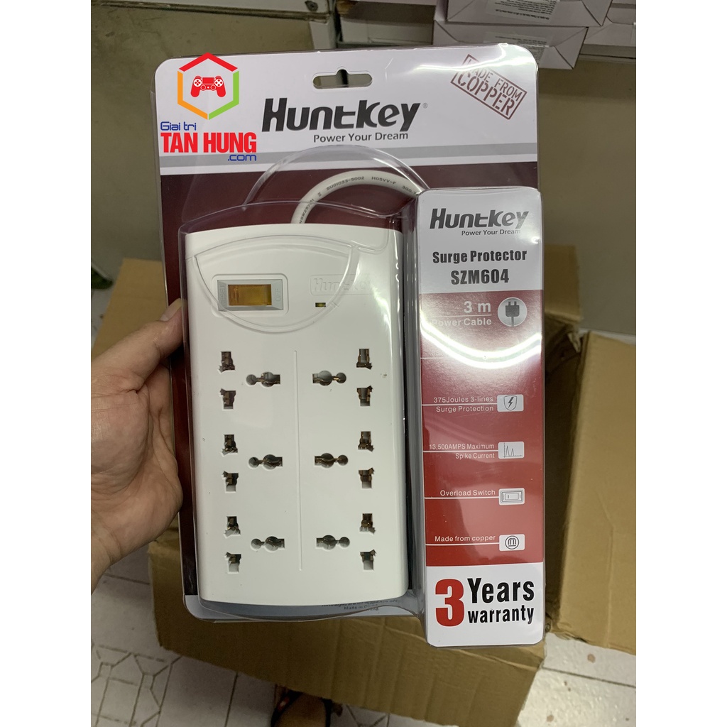 Ổ Điện Huntkey 6 chấu cao cấp SZM604 hàng chính hãng