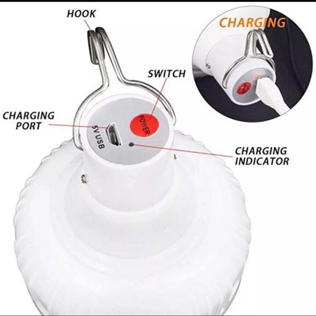 Bóng đèn tích điện 40W kèm sạc USB . Chiếu sáng 5h