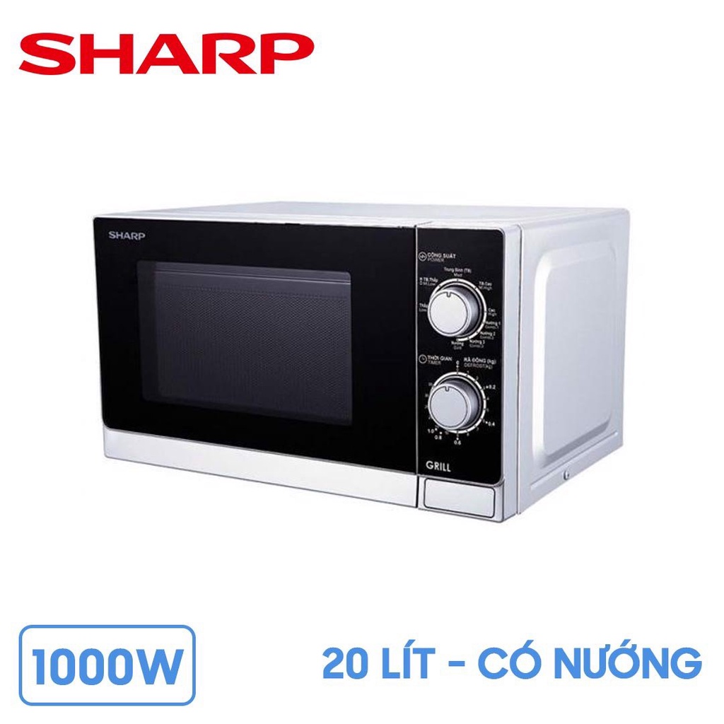 [Mã 44ELSALE2 giảm 7% đơn 300K] Lò Vi Sóng Có Nướng Sharp R-G222VN-S- 20 Lít 800w 1000w