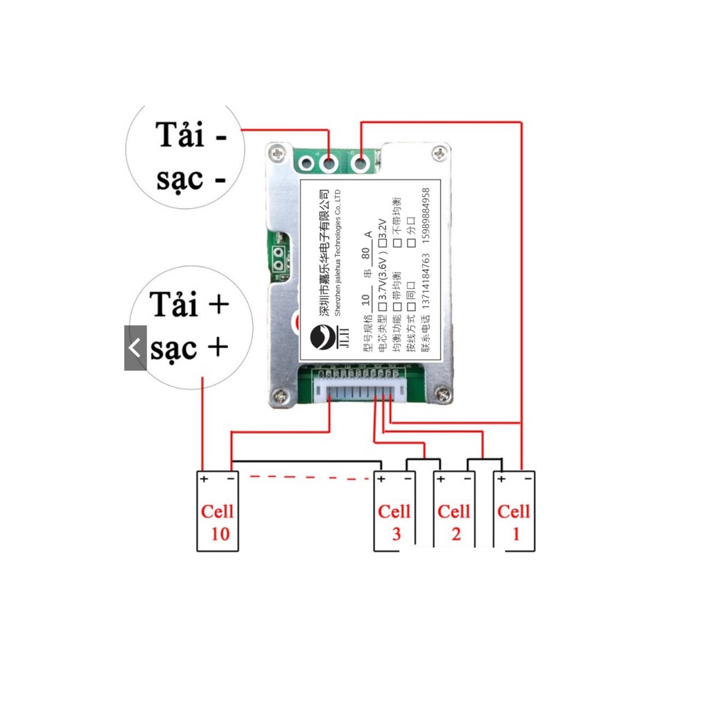 Mạch 10s 80a đa Năng Sạc Và Bảo Vệ Cell Li-ion 3.7V Máy Khoan Bê Tông Bắn Vít Cầm Tay JHL Dùng Từ 3s Tới 10s M01