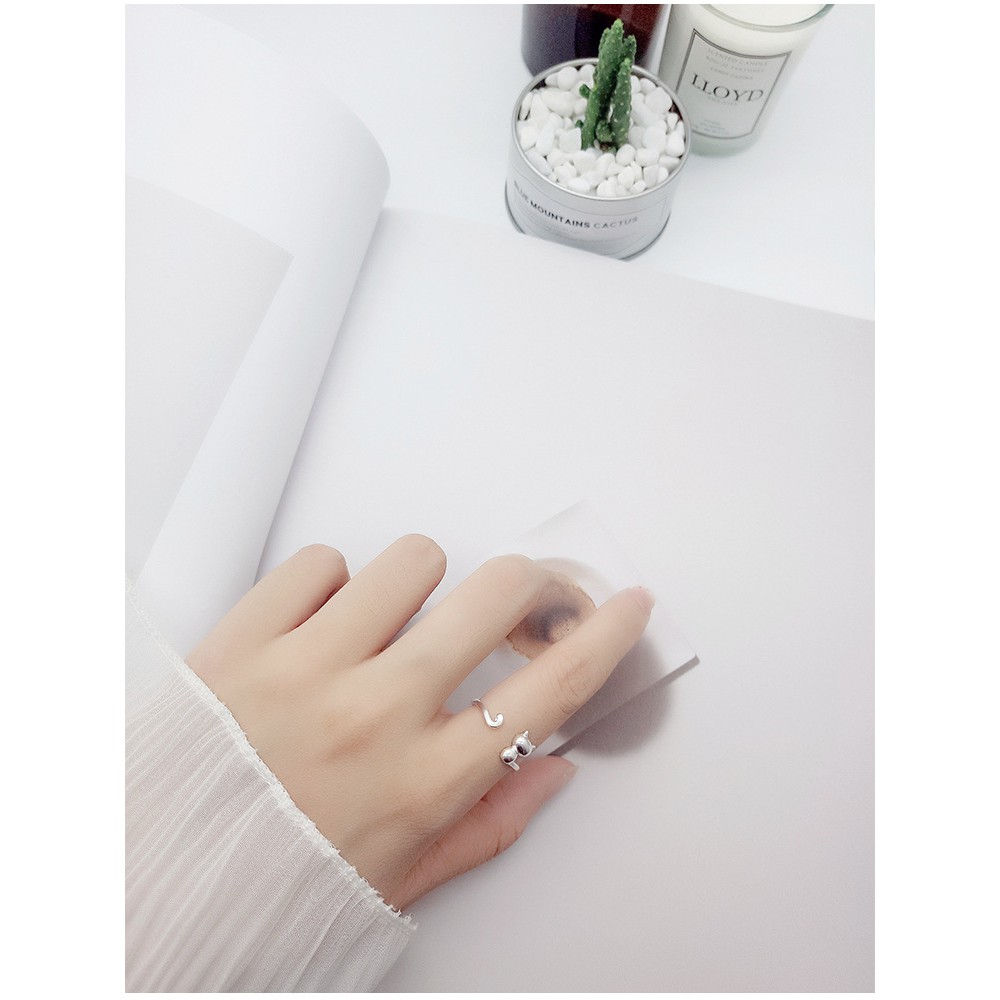 Nhẫn bạc con mèo Hàn Quốc [Đơn 50k tặng kẹp tóc Hàn Quốc cực xinh]