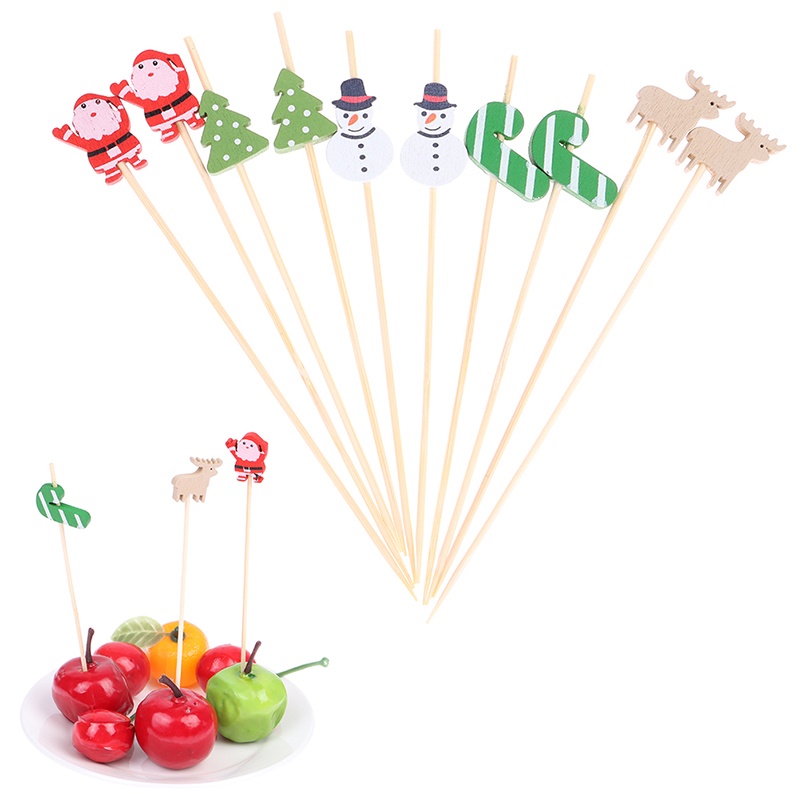 Set 100 xiên que tre đầu xoắn thắt nút dùng một lần trang trí cocktail tiệc nướng BBQ đồ ăn vặt bánh mì sandwich