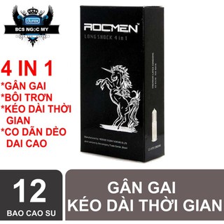 Bao cao su Rocmen đen GÂN GAI, KÉO DÀI THỜI GIAN  hộp 12 cái