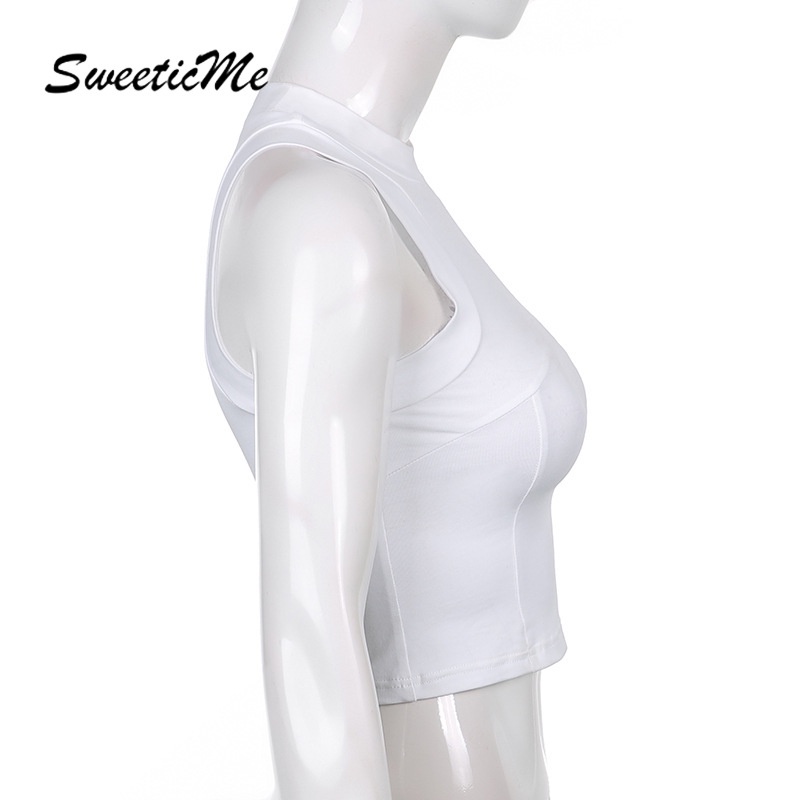 Sweeticme Áo Không Tay Cổ Tròn Lưng Cao Màu Trơn Thời Trang Cho Nữ 2021 | BigBuy360 - bigbuy360.vn