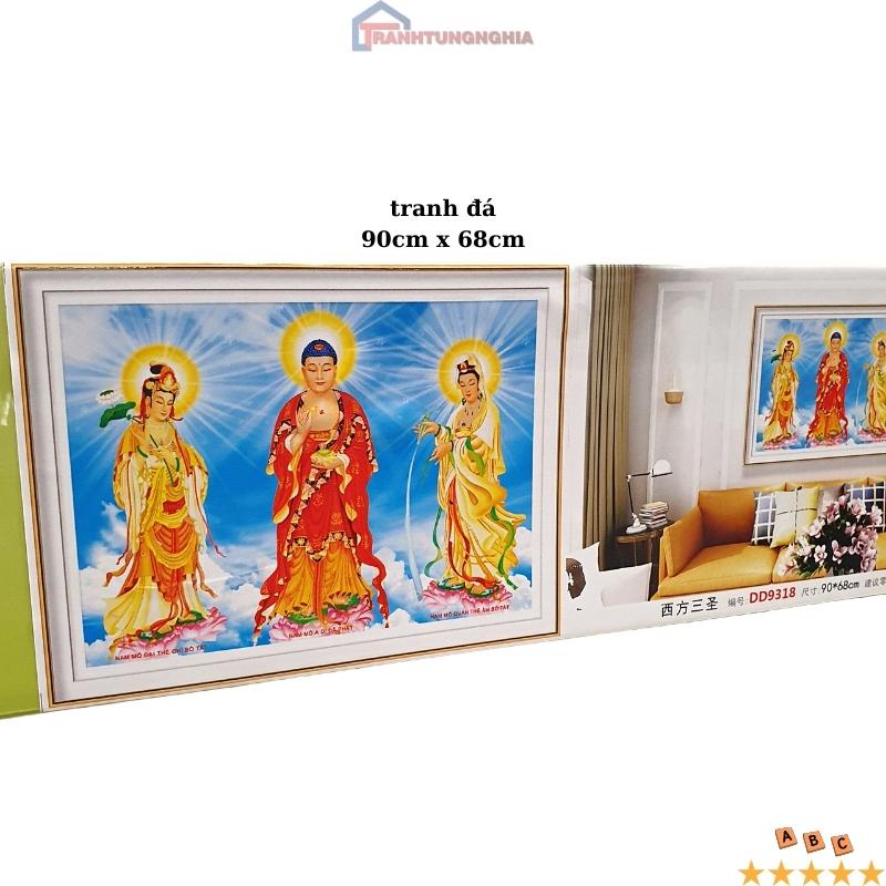 Tranh đính đá, tranh thêu chữ thập tam thế phật