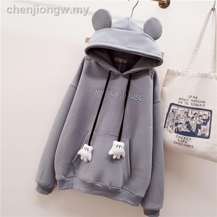 Áo Hoodie Có Nón Tai Gấu Dễ Thương Cho Nữ