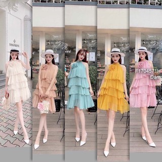 Đầm voan tơ bèo tầng cổ yếm hở lưng!