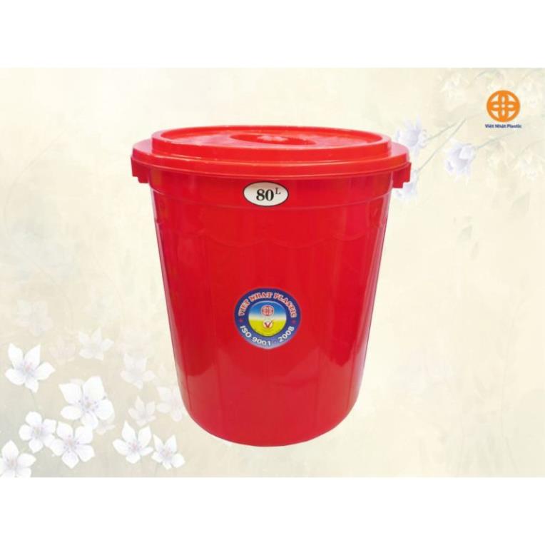 Thùng nhựa tròn có nắp 80L