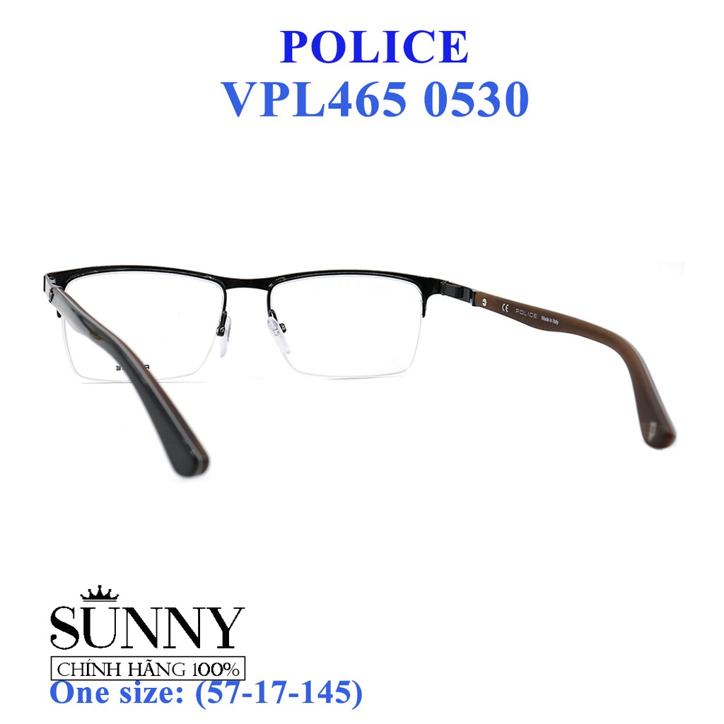Gọng kính thời trang chính hãng Police VPL465 0530 (57-17-145), thiết kế dễ đeo bảo vệ mắt
