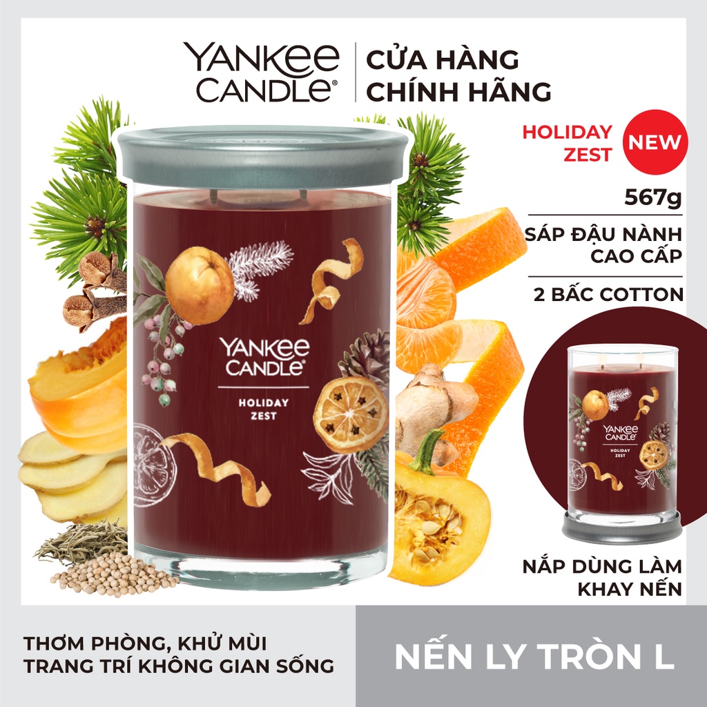 Nến ly tròn sáp đậu nành Yankee Candle size L (567g) - Holiday Zest