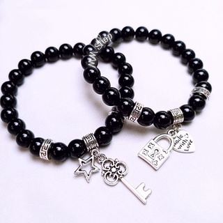 Vòng tay đôi nam nữ chuỗi hạt khóa tình yêu (2 vòng)