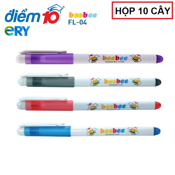 [10 Cây] Hộp Bút Lông Kim Bee Bee Con Ong FL-04