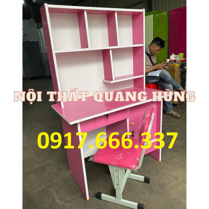 Bộ bàn học sinh 1m màu hồng ván okal cao cấp | BigBuy360 - bigbuy360.vn