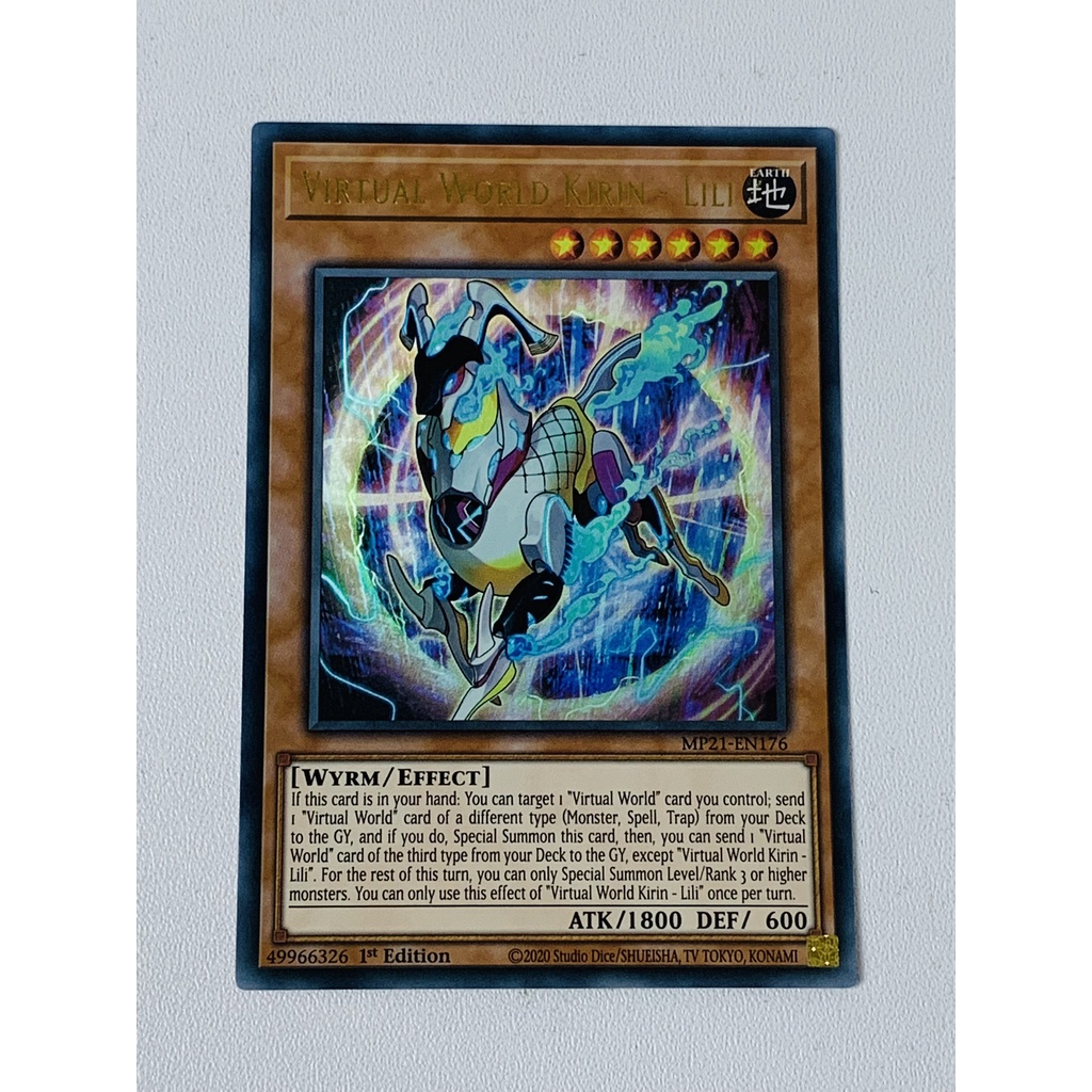 THẺ YUGIOH MÃ MP21-EN176 - Virtual World Kirin Lili - Ultra Rare 1st Edition