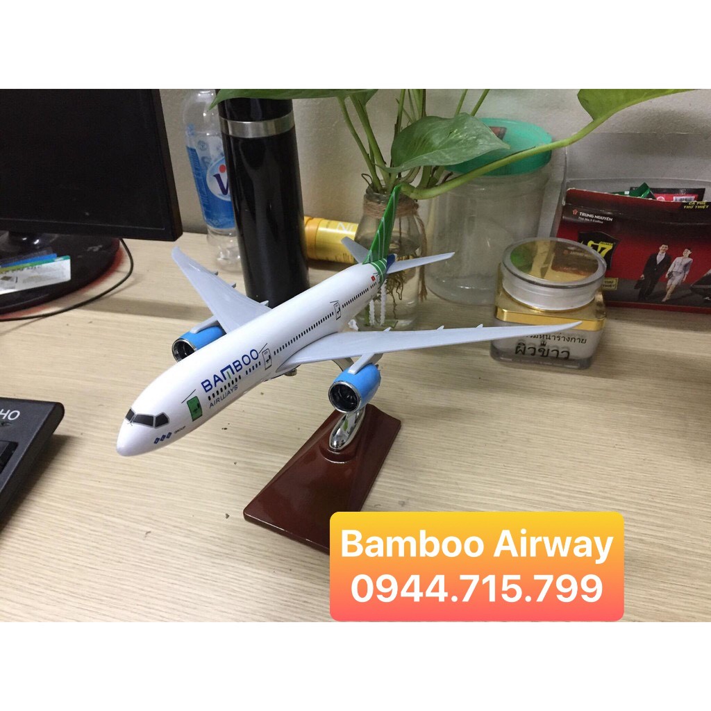 Mô hình máy bay tĩnh B787 Bamboo Airway 28cm có bánh xe