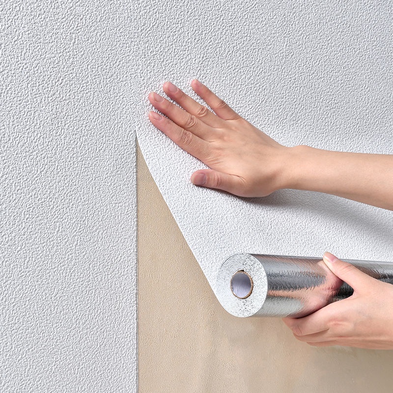 Miếng Dán Tường Bằng Xốp 3D Màu Trắng Trơn Tự Dính Chống Thấm Nước Chống Ẩm
