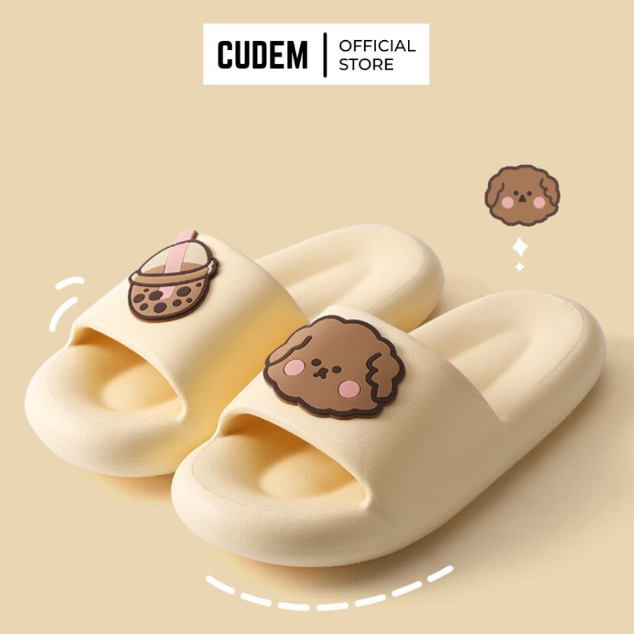 Dép nữ quai ngang đi trong nhà hình Gấu Cafe dày dặn, êm ái D2